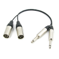 Аудио кабель 2 x JACK 6.3 - 2 x XLR (M), сдвоенный, несимметричный, стерео, netaudio, GA402, (2TRS6.3-2XLR M) длина 2 метра