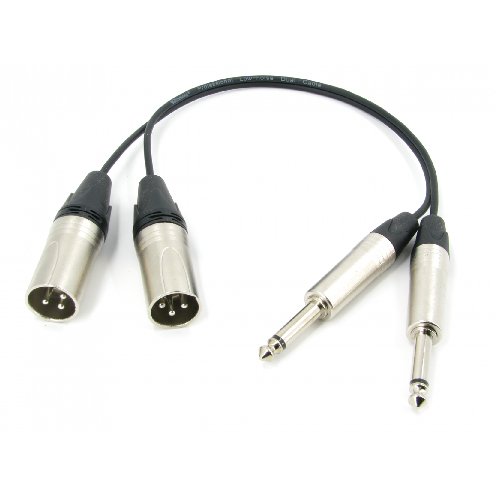 Аудио кабель 2 x JACK 6.3 - 2 x XLR (M), несимметричный стерео, длина 0,5 метра 