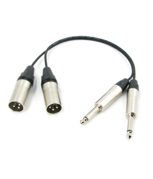 Аудио кабель 2 x JACK 6.3 - 2 x XLR (M), сдвоенный, несимметричный, стерео, netaudio, GA402, (2TRS6.3-2XLR M) длина 0.5 метра