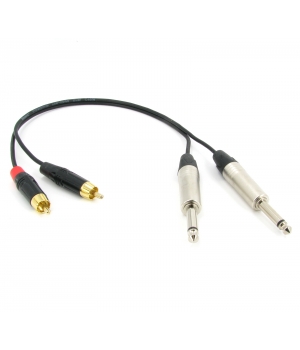 Аудио кабель 2 JACK 6,3 - 2 RCA, несимметричный стерео, netaudio, GA402, (2TS 6,3-2RCA) длина 0,5 метра 