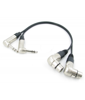 Аудио кабель сдвоенный 2 x JACK 6.3 угловой - 2 x XLR (F) угловой, межблочный, симметричный, балансный, netaudio, APK420 (2xJACK6.3 corn - 2xXLR(F) corn) длина 0,5 м