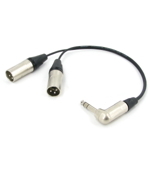 Y кабель JACK 6.3 угловой - 2 x XLR (M) сдвоенный, несимметричный, стерео, netaudio, GA402, (TRS6.3 cor-2XLR male) длина 0.5 метра