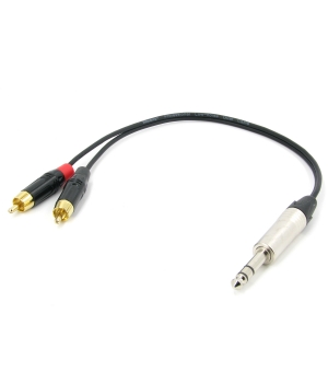 Y кабель JACK 6.3 - 2 x RCA сдвоенный, несимметричный, стерео, netaudio, GA402, (TRS6.3-2RCA) длина 0.5 метра