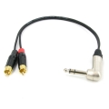 Y кабель JACK 6.3 угловой - 2 x RCA сдвоенный, несимметричный, стерео, netaudio, GA402, (TRS6.3 cor-2RCA) длина 2 метра