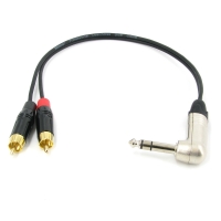 Y кабель JACK 6.3 угловой - 2 x RCA сдвоенный, несимметричный, стерео, netaudio, GA402, (TRS6.3 cor-2RCA) длина 0.5 метра