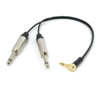 Y кабель mini JACK 3.5 угловой - 2 x JACK сдвоенный, несимметричный, стерео, netaudio, GA402, (miniTRS 3.5 cor-2JACK) длина 0.5 метра
