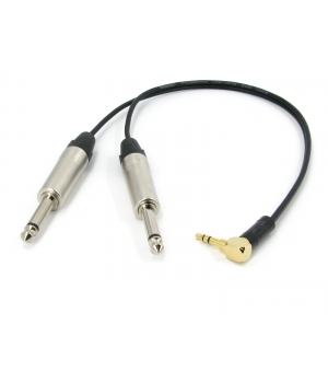 Y кабель mini JACK 3.5 угловой - 2 x JACK сдвоенный, несимметричный, стерео, netaudio, GA402, (miniTRS 3.5 cor-2JACK) длина 0.5 метра