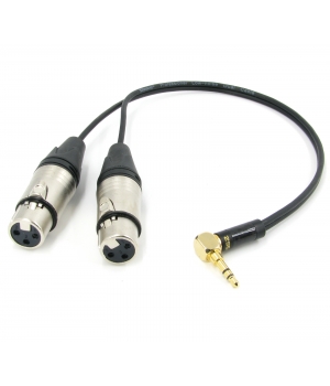 Y кабель mini JACK 3.5 угловой - 2 x XLR (F) сдвоенный, несимметричный, стерео, netaudio, GA402, (miniTRS 3.5 cor-2XLR female) длина 0.5 метра