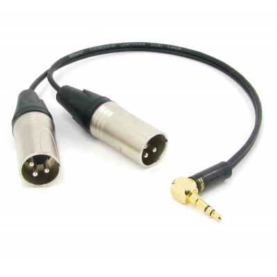 Y кабель mini JACK 3.5 угловой - 2 x XLR (M) сдвоенный, несимметричный, стерео, netaudio, GA402, (miniTRS 3.5 cor-2XLR male) длина 2 метра