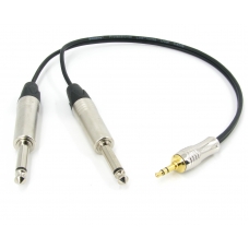 Y кабель mini JACK 3.5 - 2 x JACK 6.3 сдвоенный, несимметричный, стерео, netaudio, GA402, (miniTRS 3.5-2JACK) длина 1 метр