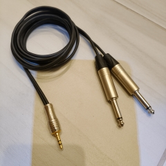 Y кабель mini JACK 3.5 - 2 x JACK 6.3 сдвоенный, несимметричный, стерео, netaudio, GA402, (miniTRS 3.5-2JACK) длина 0.5 метра