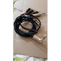 Y кабель JACK 6.3 угловой - 2 x RCA сдвоенный, несимметричный, стерео, netaudio, GA402, (TRS6.3 cor-2RCA) длина 0.5 метра