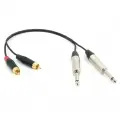 Аудио кабель 2 JACK 6,3 - 2 RCA, несимметричный стерео, netaudio, GA402, (2TS 6,3-2RCA) длина 0,5 метра 