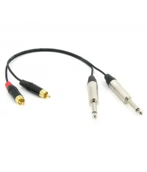 Аудио кабель 2 JACK 6,3 - 2 RCA, несимметричный стерео, netaudio, GA402, (2TS 6,3-2RCA) длина 0,5 метра 