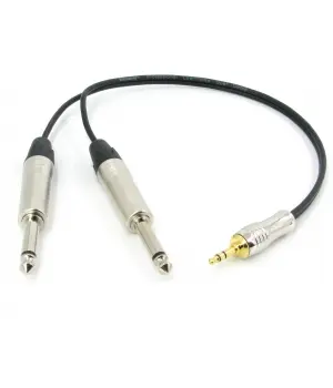 Y кабель mini JACK 3.5 - 2 x JACK 6.3 сдвоенный, несимметричный, стерео, netaudio, GA402, (miniTRS 3.5-2JACK) длина 0.5 метра