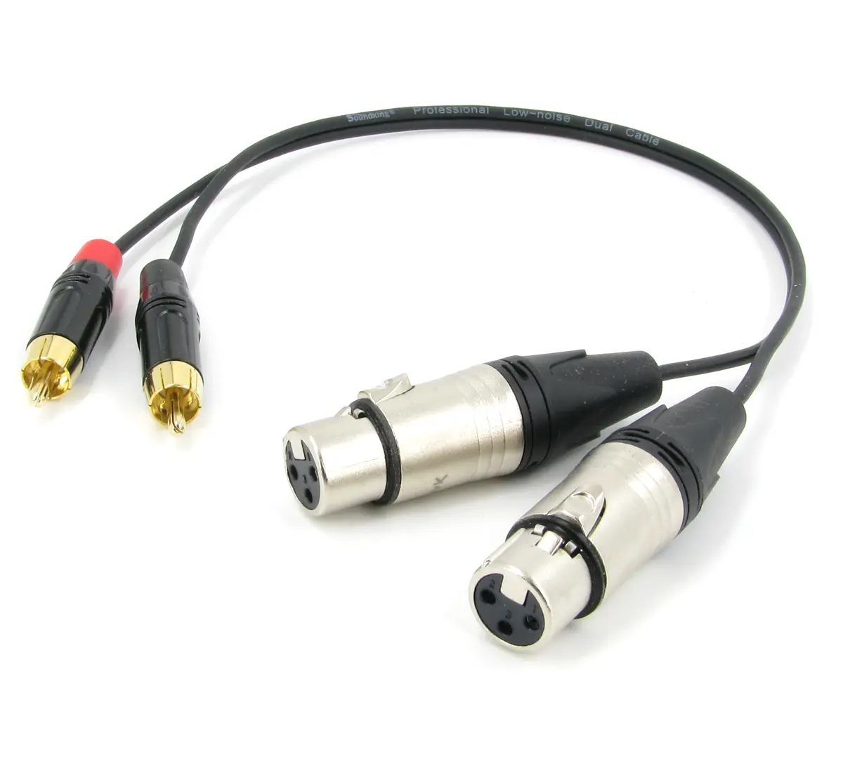Аудио кабель 2 XLR (F) - 2 RCA стерео, сдвоенный, несимметричный, длина 0,5 метра